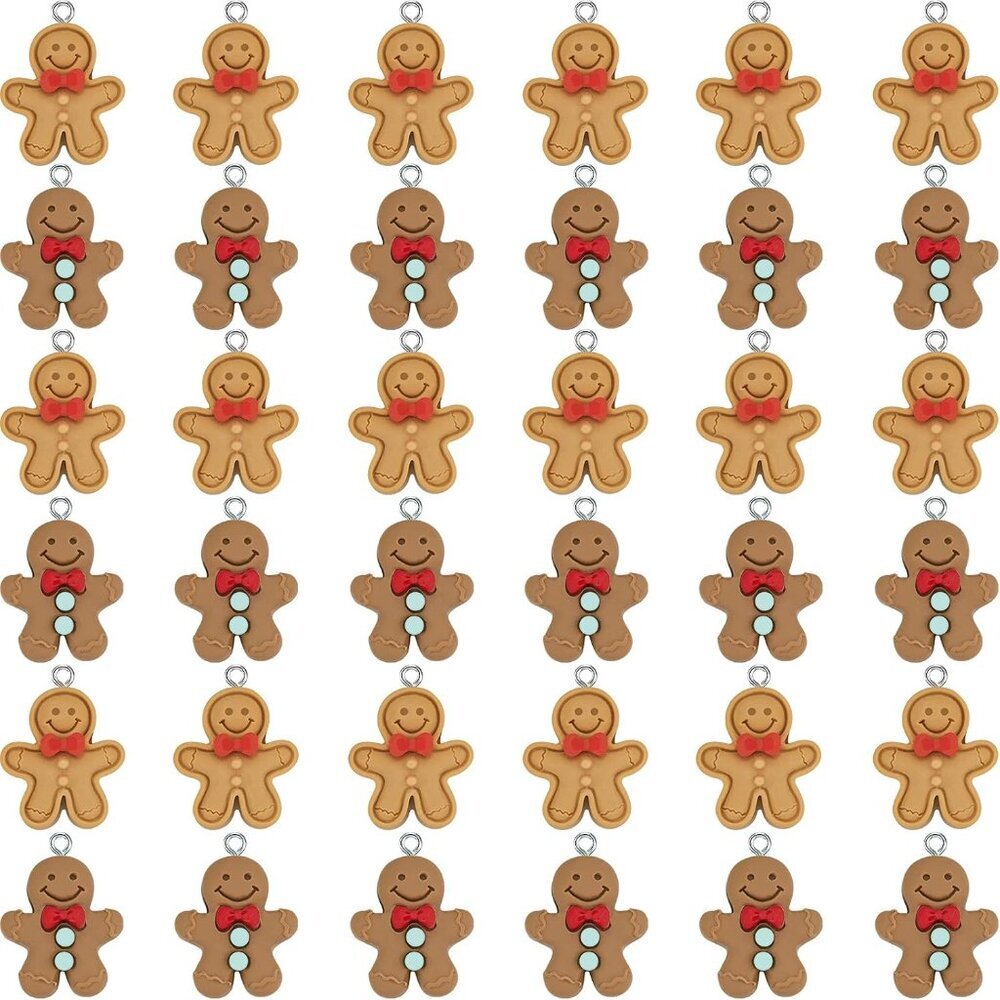 36 Pcs Gingerbread Man Snowman Christmas Ornaments Gingerbread Figurines Xmas Tr
